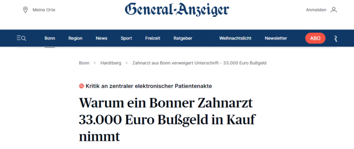 Warum ein Bonner Zahnarzt 33.000 Euro Bußgeld in Kauf nimm